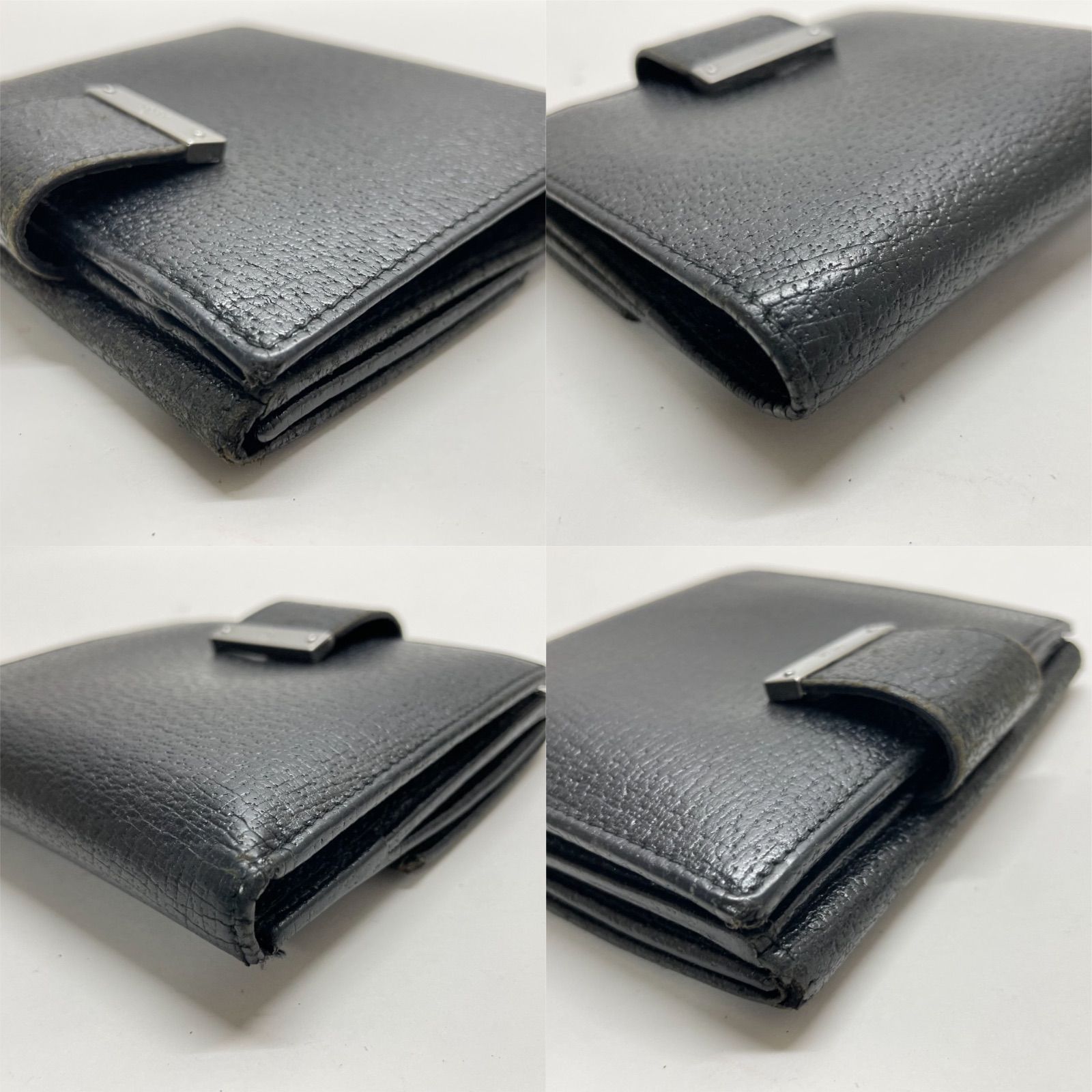 2287 GUCCI グッチ 折り財布 Wホック ブラック レザー シルバー