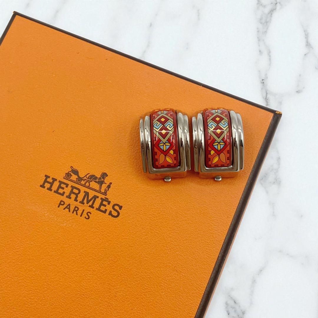 エルメス エマイユ イヤリング 七宝焼き シルバー