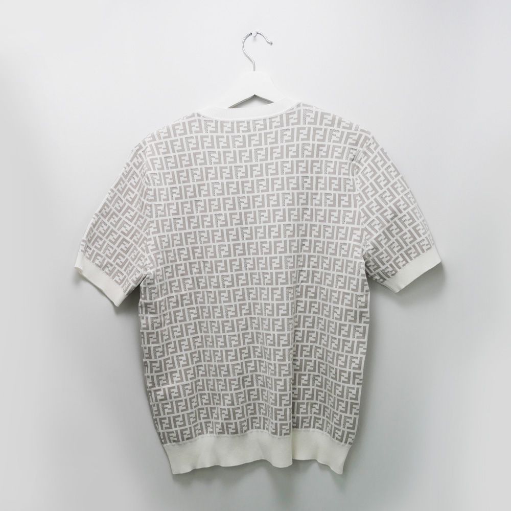 名東】フェンディ ズッカ柄 ニットTシャツ FZY443 AKEW F1HXT