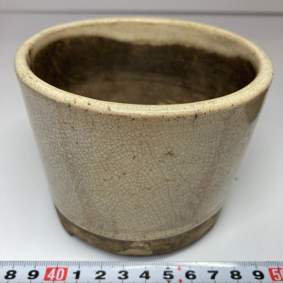 古瀬戸　白釉　三足香炉　極上唐木　直径10.8cm本H5-0626☆トヒカサ 古瀬戸 白釉 三足香炉 極上唐木 直径10.8cm本H5-0626☆トヒカサ