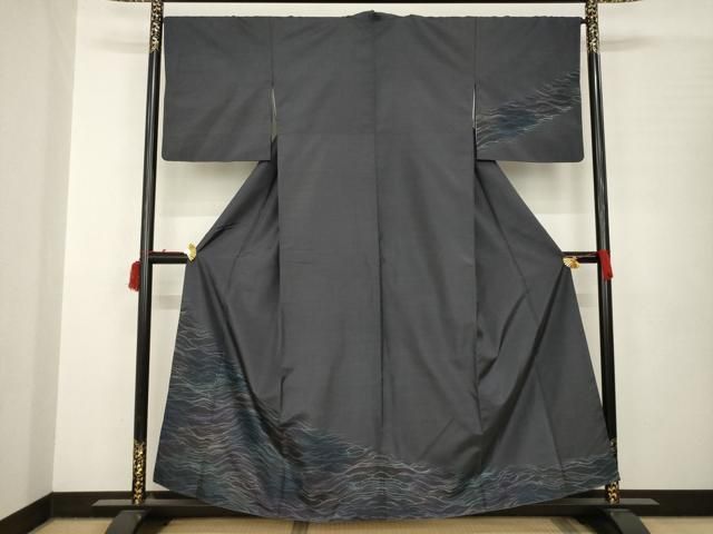 平和屋着物○本場大島紬 染大島 訪問着 立波文 正絹 逸品 AABB7895ck