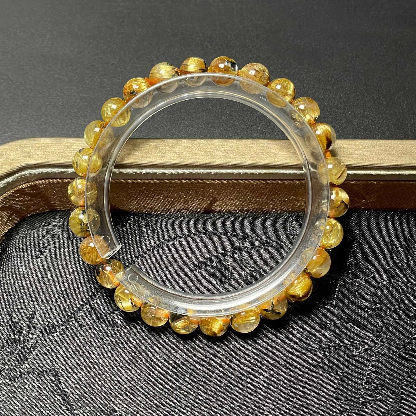【開運・金運】高級 太陽花 タイチンルチル 13.8-14.7mm ブレスレット 夢色 EU製 ☆太陽花タイチンルチル☆黄金針水晶 金運 開運