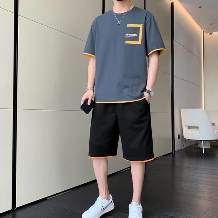 上下セット メンズ 半袖 Tシャツ ハーフパンツ トップス 夏用