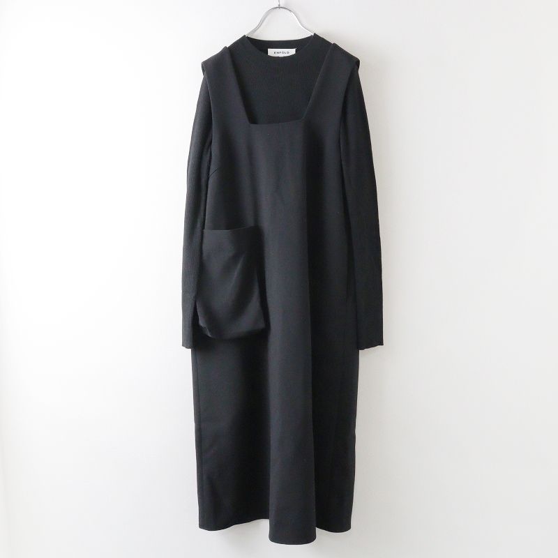 2022FW エンフォルド ENFOLD SQUARE-NECK LAYERED DRESS スクエア 