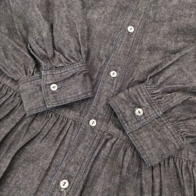 01233-1427 コットンリネンダンガリーギャザーワンピース