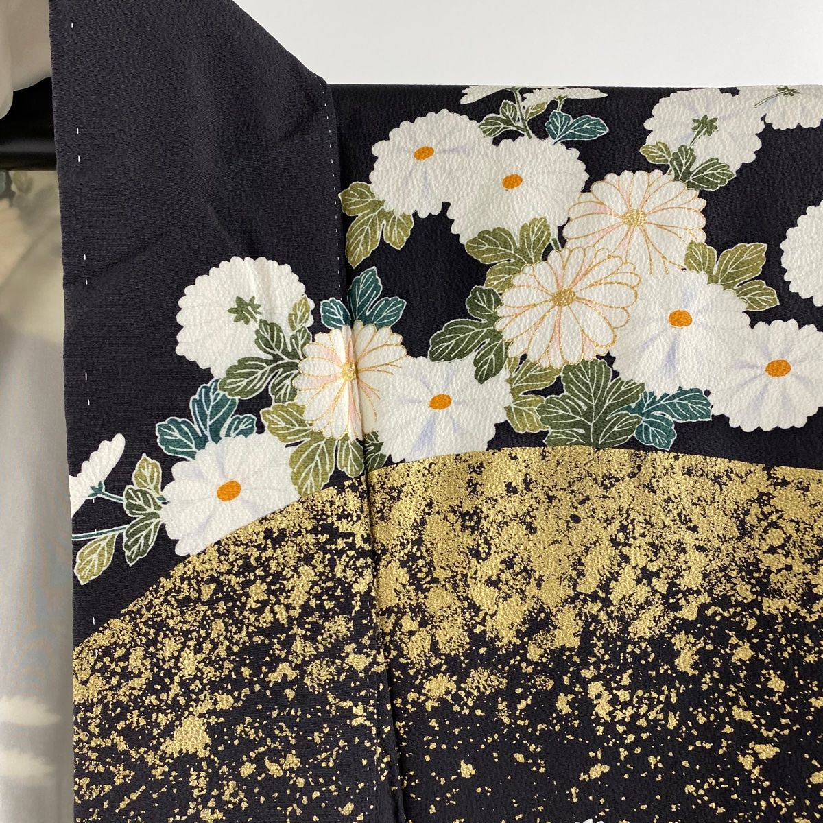 振袖 身丈167cm 裄丈69.5cm L 袷 袋帯フルセット 菊 金彩 墨色