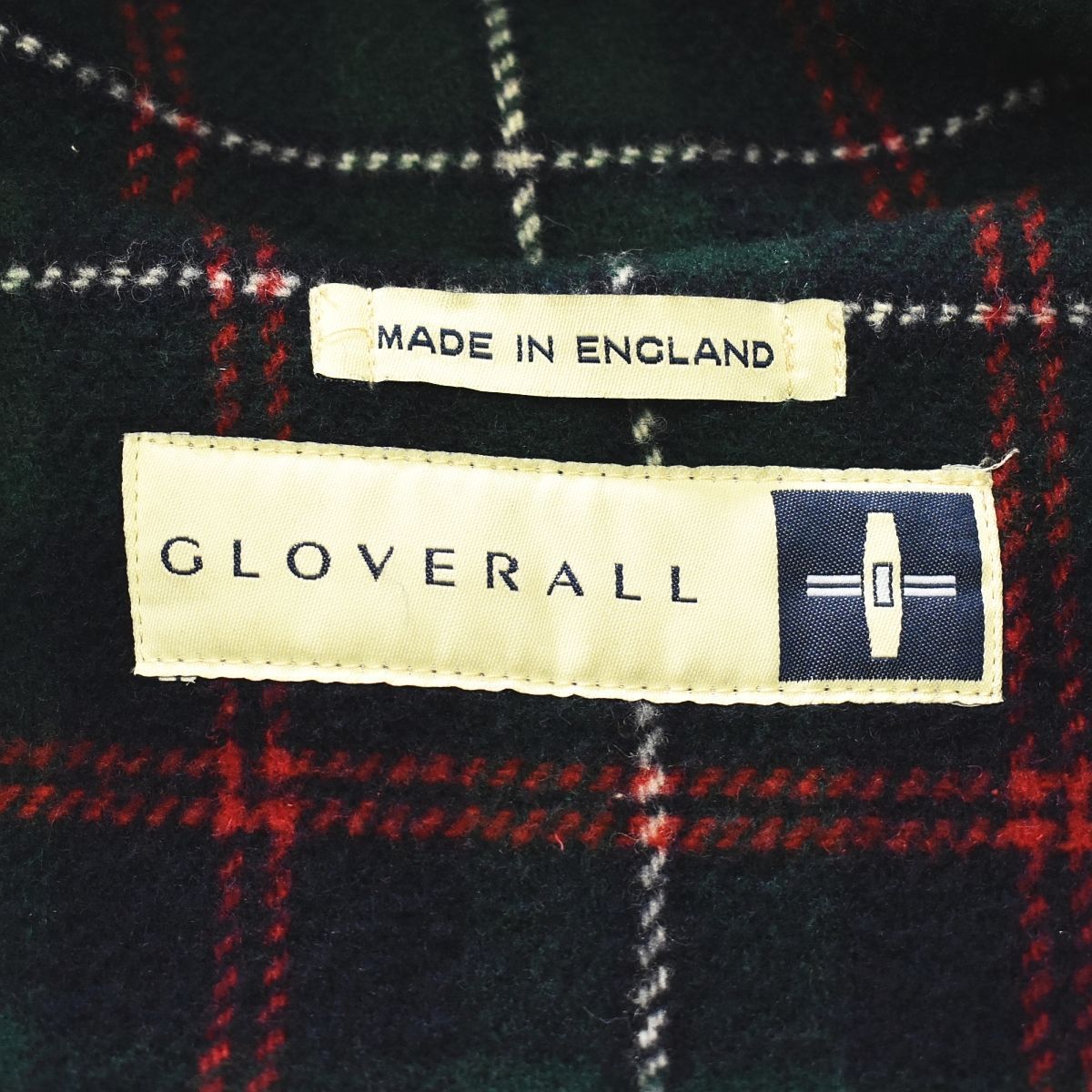 希少✨　白タグ　グローバーオール　英国製　ダッフルコート 裏地チェック　ブラック Gloverall - 希少✨グローバーオール ダッフルコート 白タグ 90