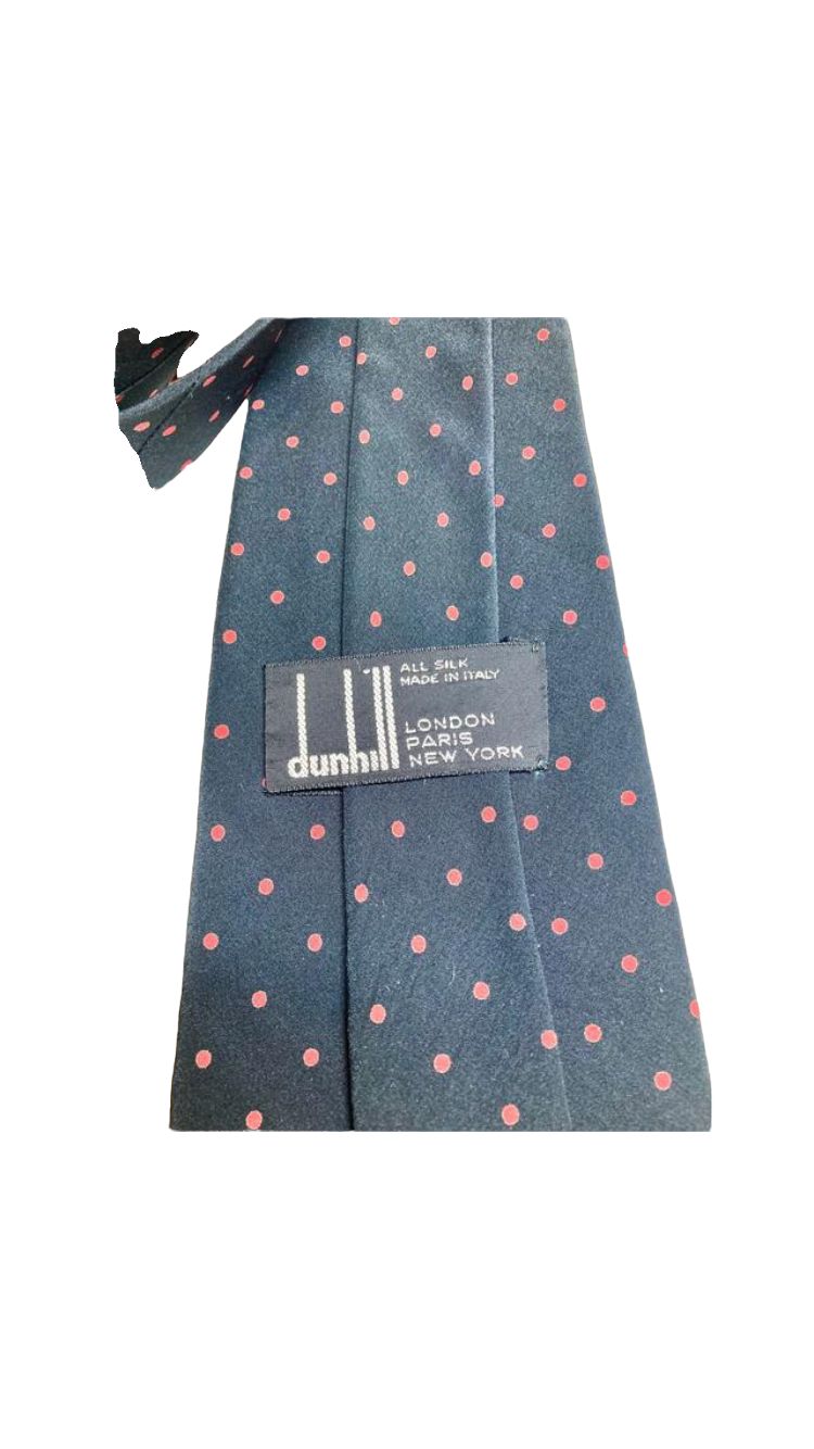 美品☆ダンヒル☆ネクタイ☆ネイビー☆パターン柄☆ブルー☆ドット柄