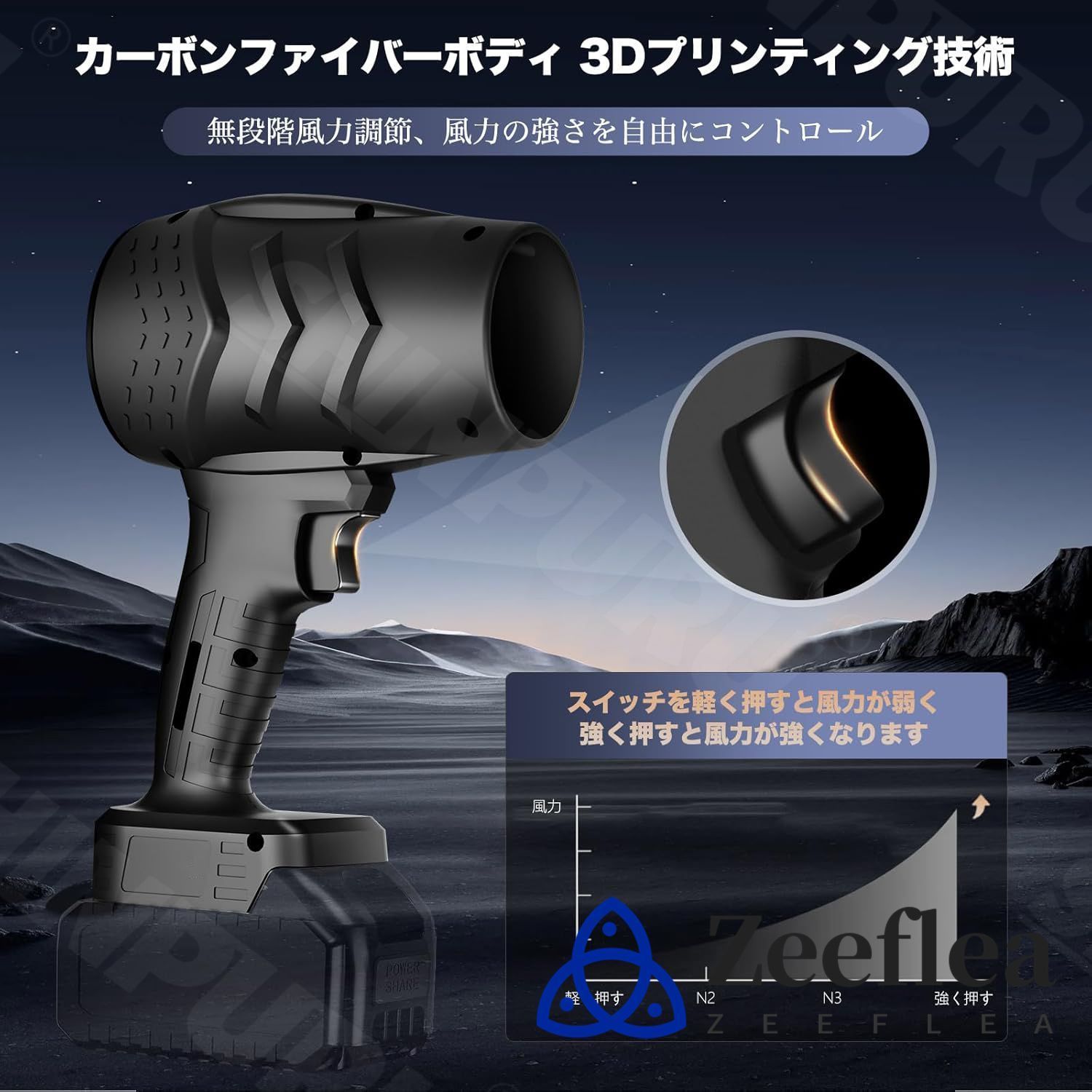 X 64 最強ブロワー 無段階調整風速トリガー 洗車 電動エアダスター 3段