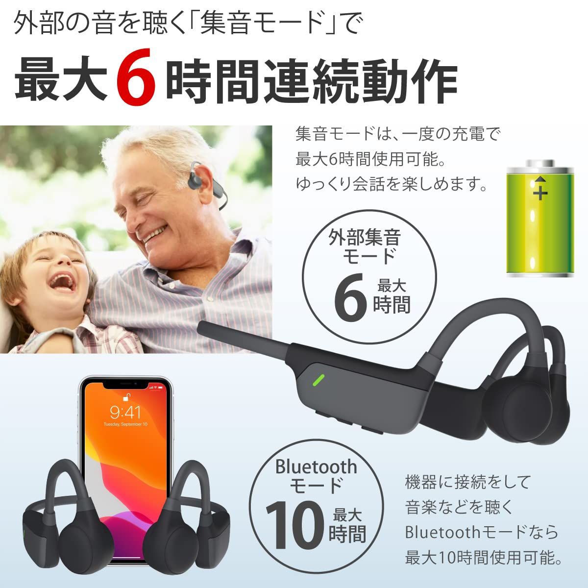 JTT Online 骨伝導 集音器 日本メーカー Bluetooth イヤホン 軽量 