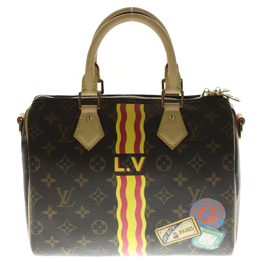 LOUIS VUITTON ルイヴィトン モンモノグラム スピーディ バンドリエール25 LVテキスト パーソナライズモデル 2WAY レザーハンドバッグ ショルダーバッグ ブラウン P01918
