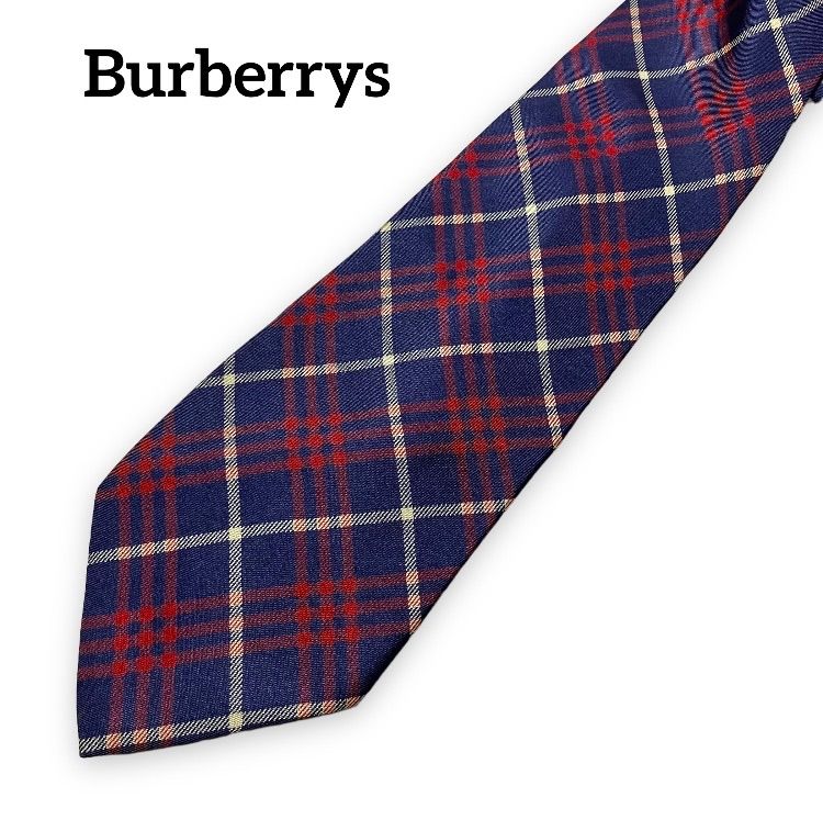 【極美品】バーバリー Burberry ネクタイ 極美品】バーバリーズ シルク イタリー製 青×赤チェック柄