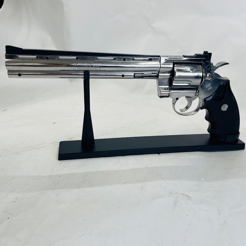 Python 357マグナム 8インチ シルバー メタリック ライター ディスプレイスタンド付き 並行輸入品