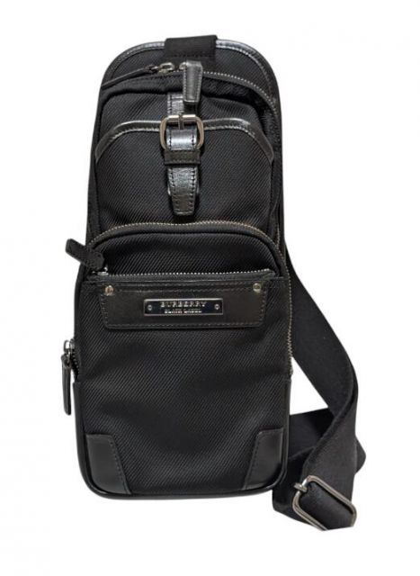 バーバリー ブラックレーベル ボディバッグ ブラック ナイロン ウエストバッグ BURBERRY BLACK LABEL 新品同様 バーバリーブラックレーベル