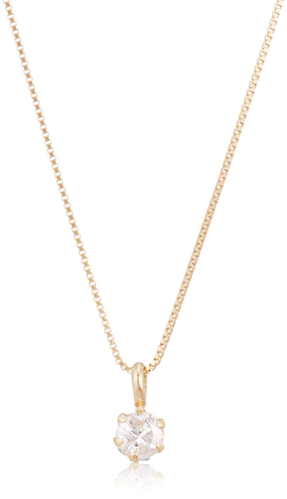 ネックレス ダイヤモンド 0.1ct 18金イエローゴールド 鑑別カード付 ディー D15042000