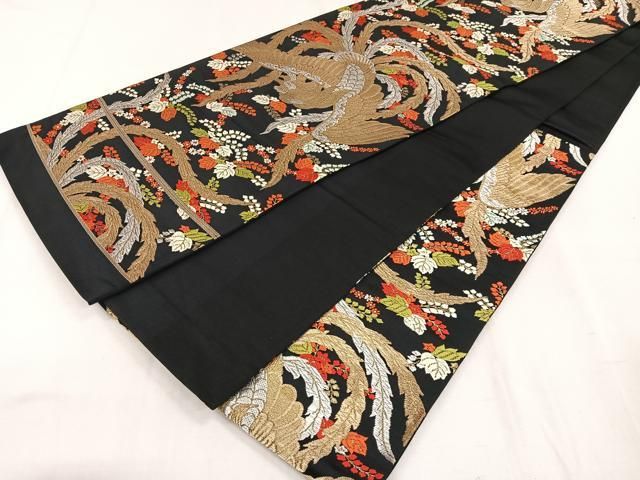 平和屋着物 六通柄袋帯 中国牡丹鳳凰図 金糸 正絹 逸品 AAAQ7454wj(仕立て