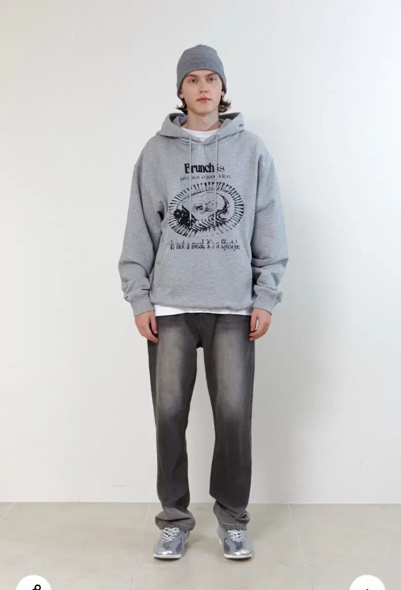 新品 XL フード付きTシャツ ー メランジェ グレー