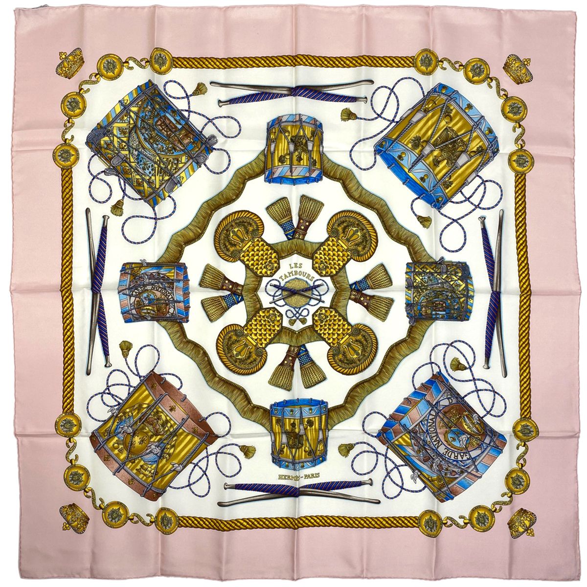 HERMES エルメス LES TAMBOURS タンブールの太鼓 カレ90 スカーフ 大判