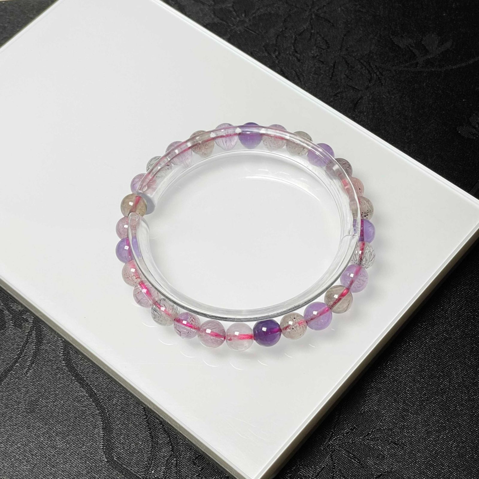 天然美品☆【スーパーセブン】☆ブレスレット 天然石B 6.8-7.3mm ZB589 