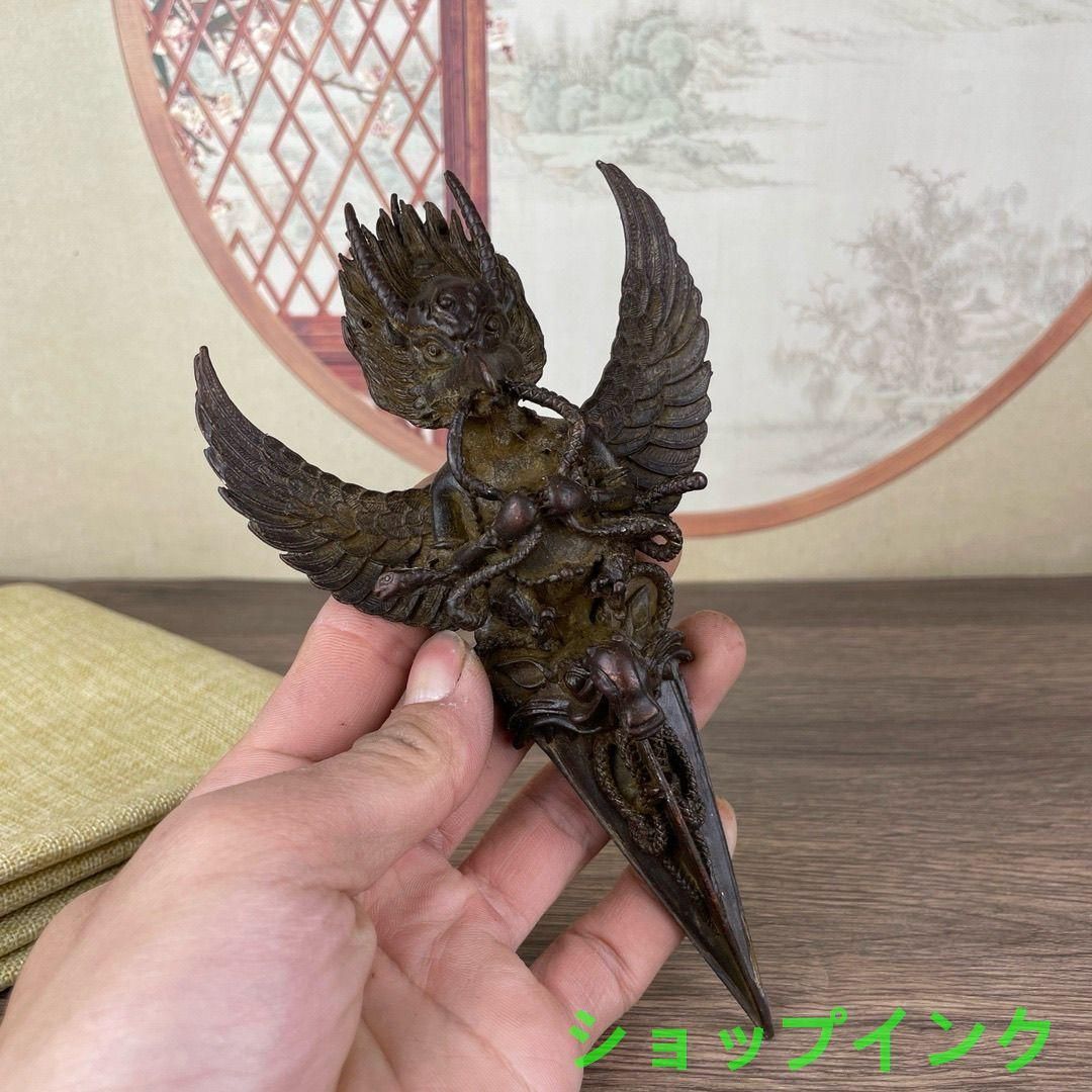 銅器 大鵬金翅鳥智慧迦楼羅鳥金剛杵 鎮宅 辟邪 開運 風水 招財