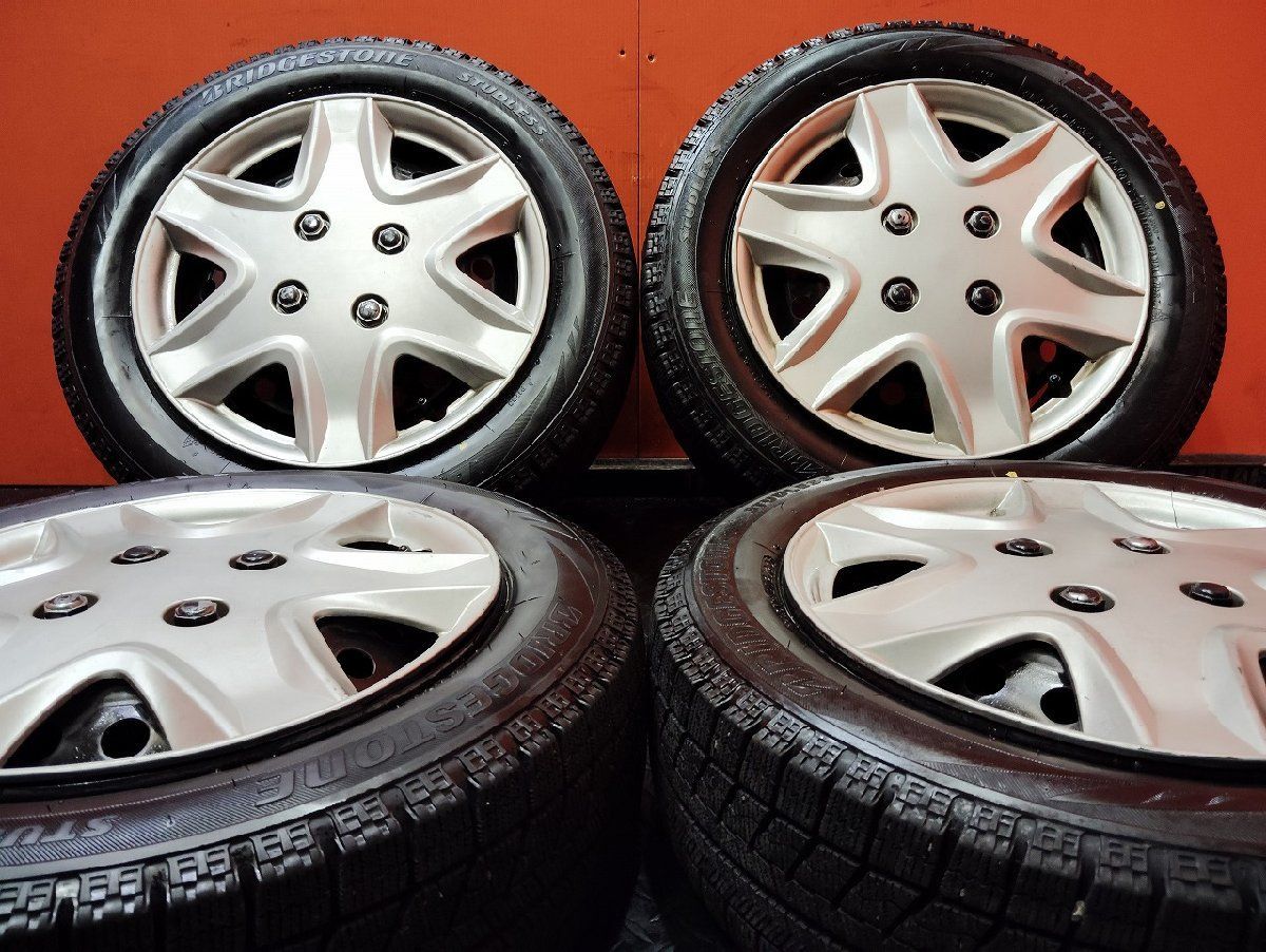 BS BLIZZAK VRX 155|65R14 スタッドレス 鉄ホイール 14インチ 4.5J4HPCD100 20年製 バリ溝 KTM352