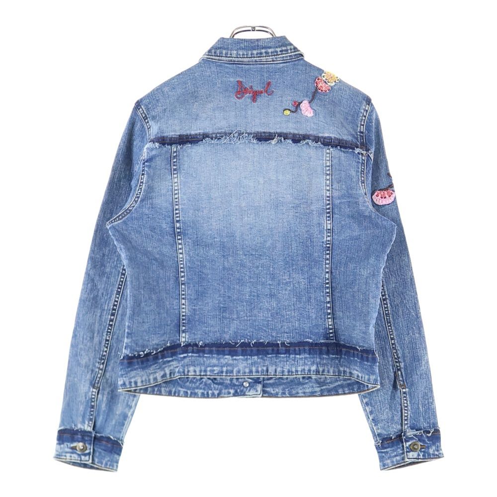Desigual (デシグアル) 花刺繍 カットオフ加工 デニムジャケット