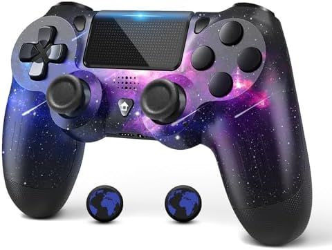 カスタムデザイン PS4コントローラーの交換用 Starry Sky ワイヤレス PS4コントローラージョイスティック PS4 Slim Pro Windows PC ボーナスサムグリップ2個付き