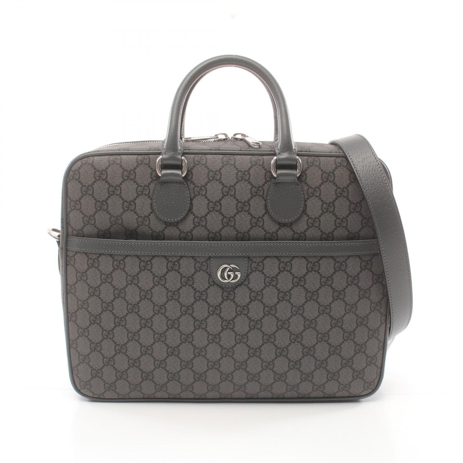 グッチ GUCCI ブリーフケース オフィディア GGスプリーム ミディアム 792116FACJT1244 ダークグレー|ブラック PVCコーティングキャンバス レザー 2wayショルダーバッグ メンズ