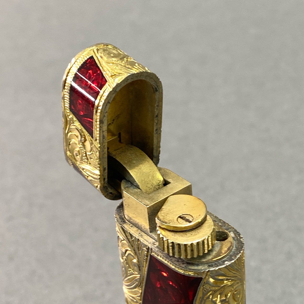 ◎Cartier カルティエ ロイキング ガスライター レア ゴールド×紺系×赤