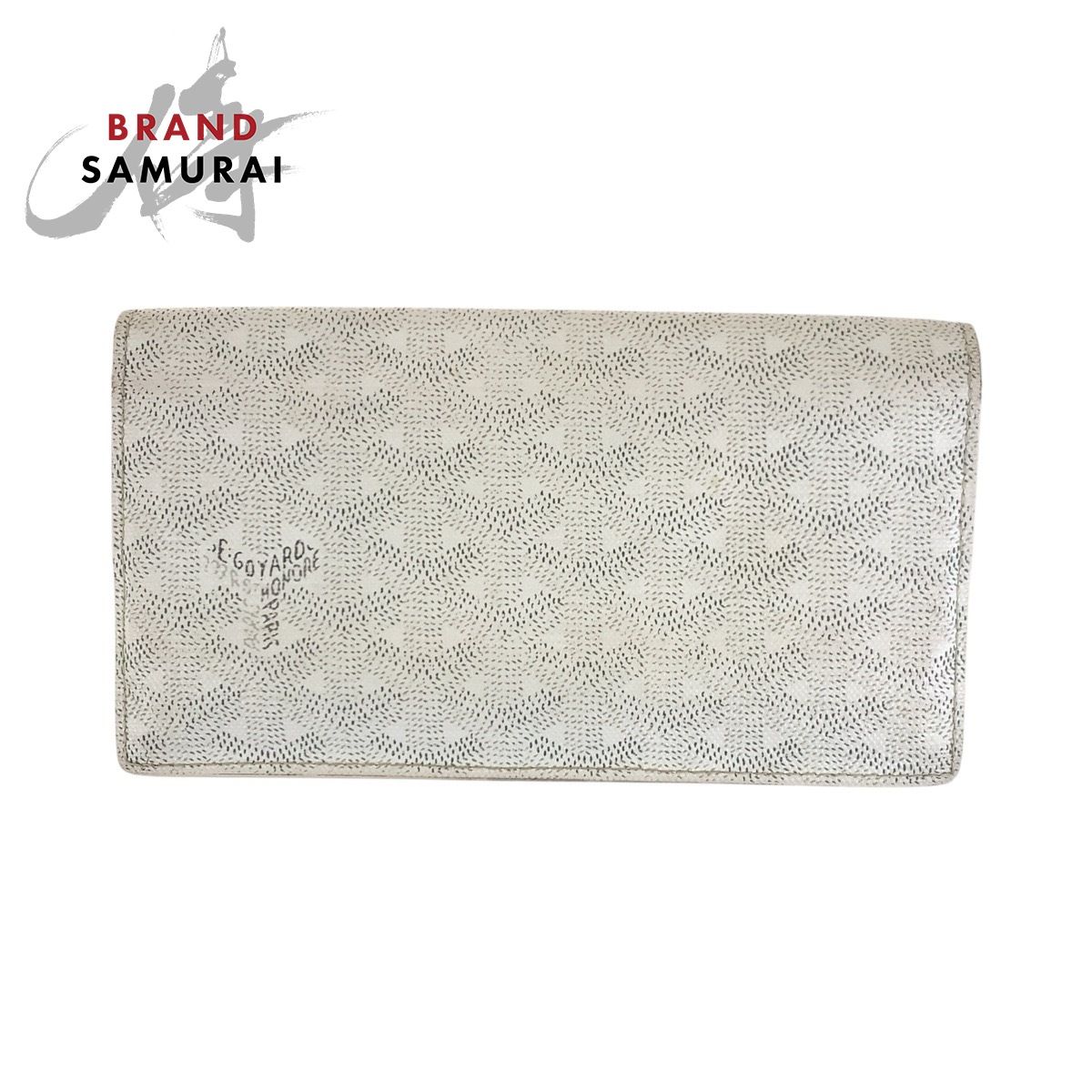 GOYARD ゴヤール ヘリンボーン ホワイト シルバー金具 PVC/レザー 長 