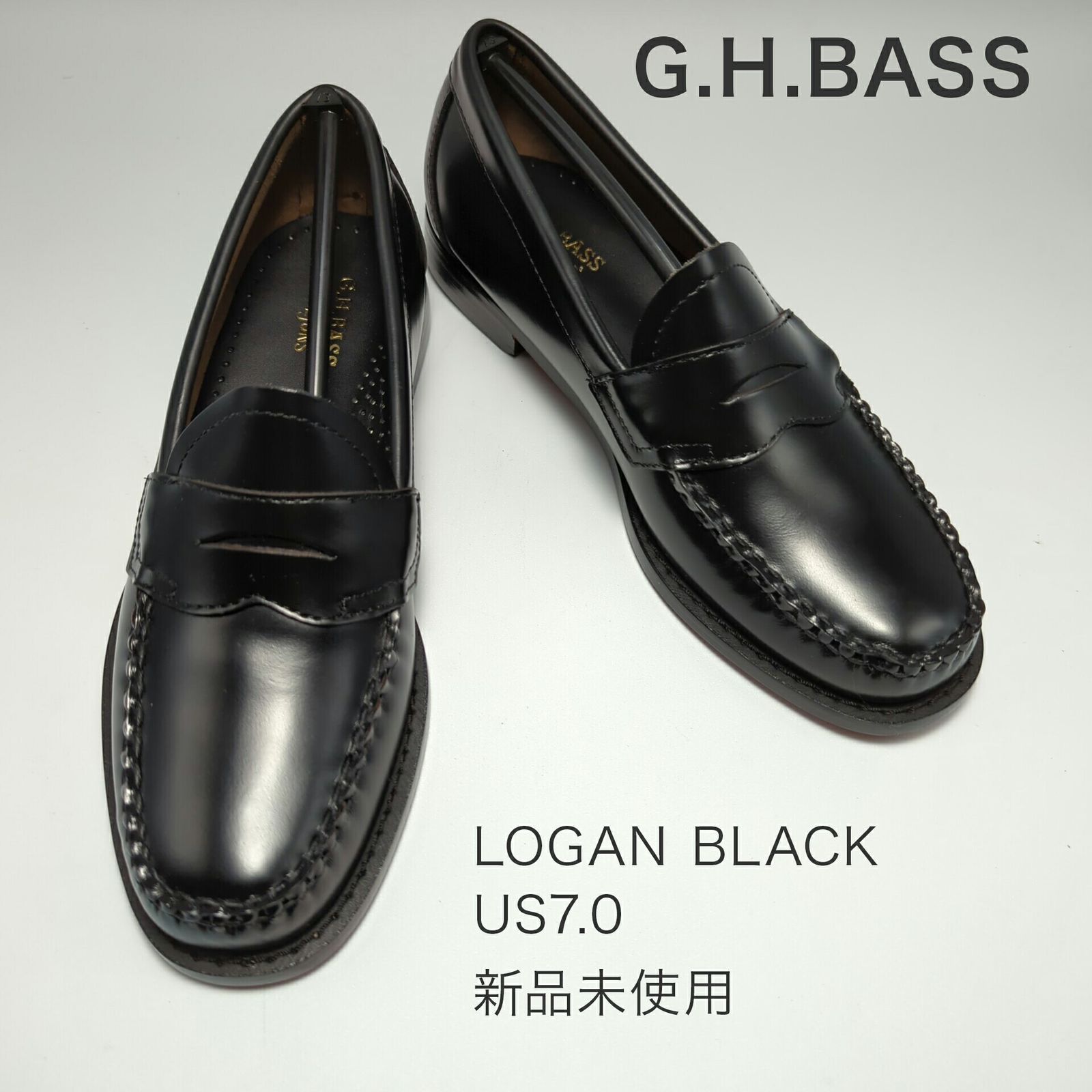 新品未使用】G.H.BASS LOGAN ローガン BLACK 【幅狭 Width:D】 バス 