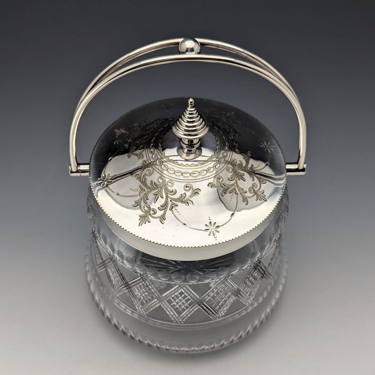 19世紀後半 英国アンティーク ビスケットバレル シルバープレート蓋