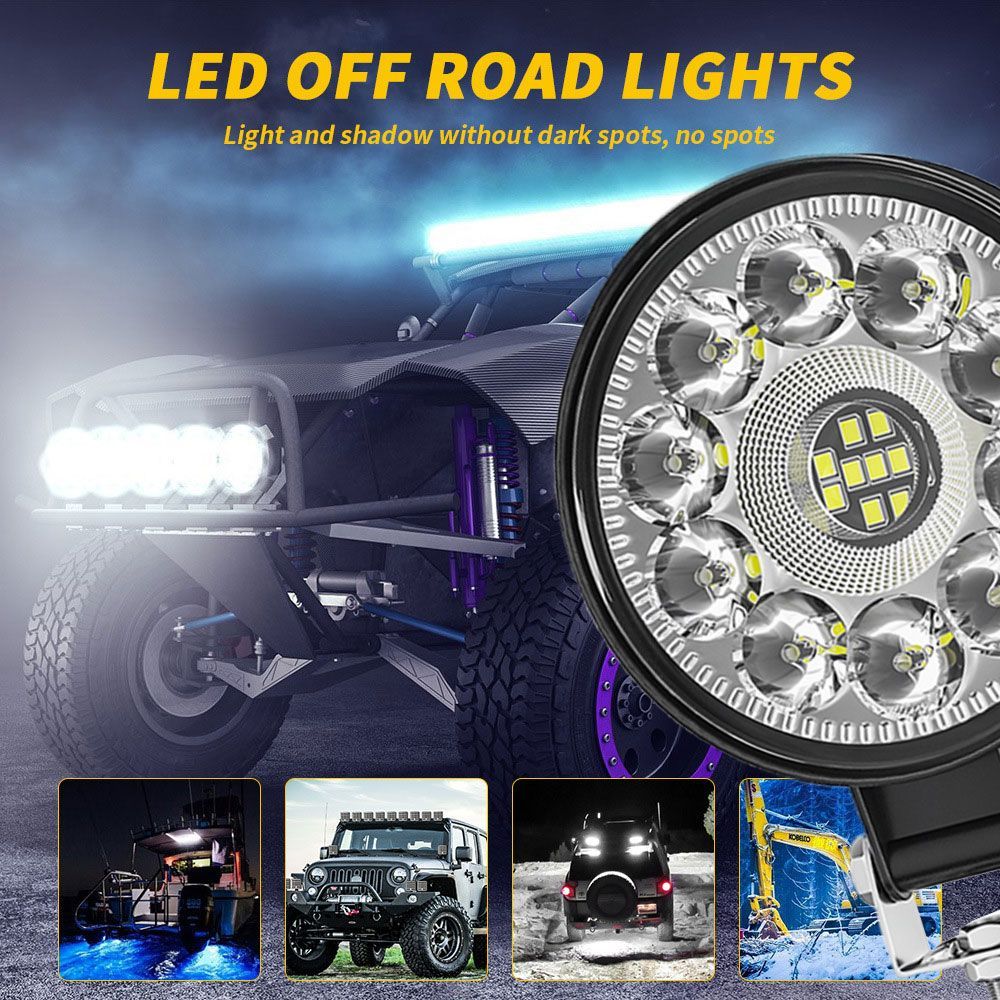 送料無料.. 21W 広角タイプ 3インチ LED 作業灯 ワークライト 6500K ホワイト 2100LM 12V/24 SUV UTV ATV ボート 建築機械 工事現場 4個