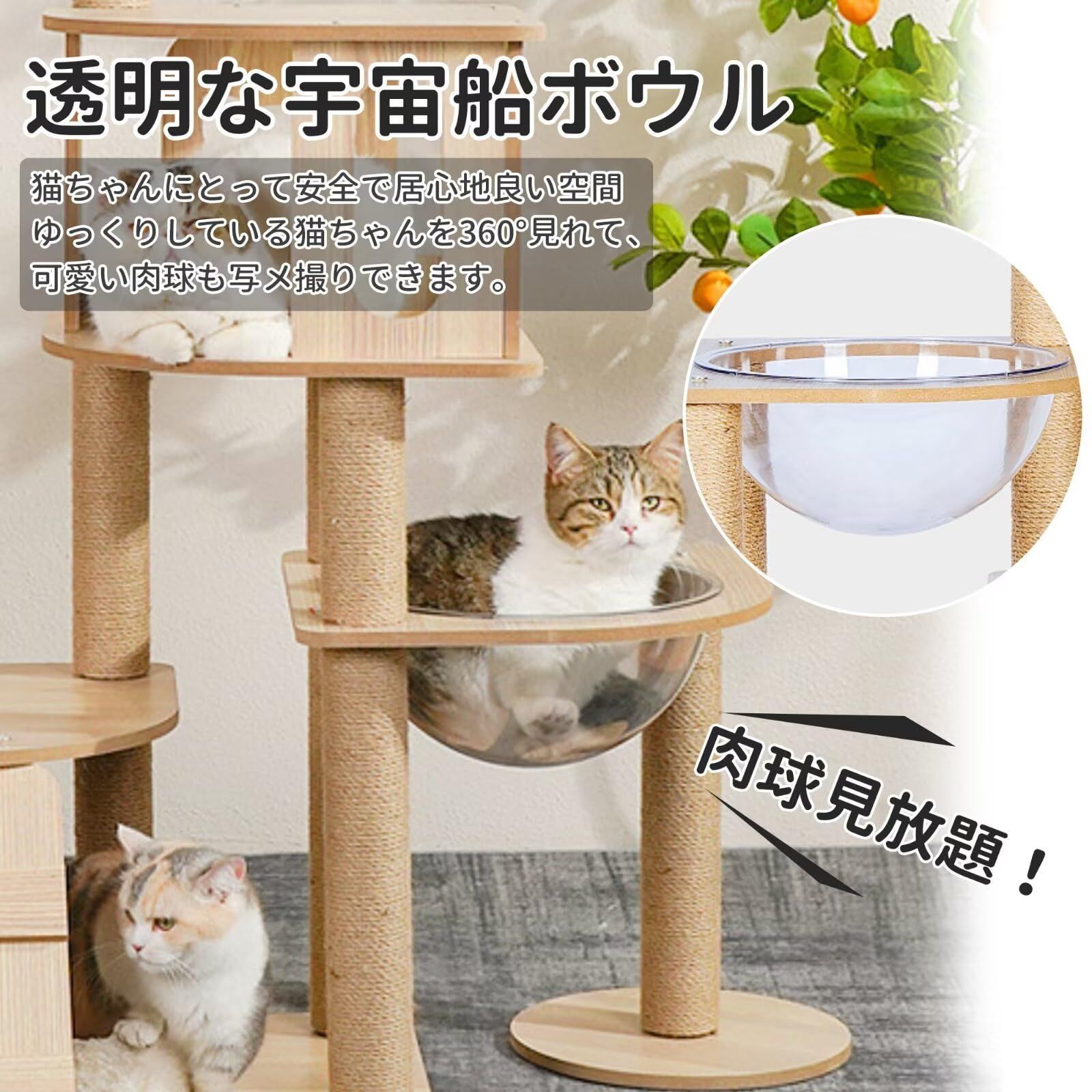 ☆送料無料☆】Yilucess キャットタワー 高さ185cm 多頭飼い 猫タワー 透明ハンモック2個付き 大型 猫 据え置き 天然麻紐 爪とぎ 猫ハウス  登りやすい 運動不足解消 子猫 角丸加工 掃除簡単 - メルカリ