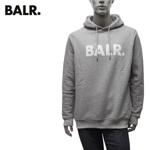 ボーラー BALR. ロゴプリント プルオーバーパーカー【GREY MELANGE