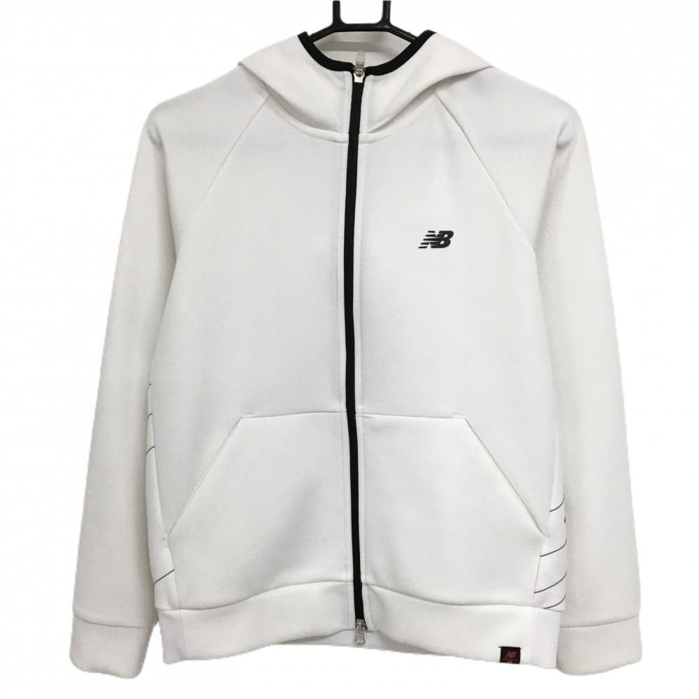 超美品】ニューバランスゴルフ ジップパーカー 白×黒 背面一部斜め