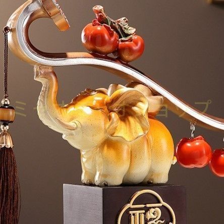 満足感のある 柿 かき 象 象の置物 置物 オブジェ オーナメント 豪華 装飾 オレンジ 芸術 風水 縁起物 贈り物 プレゼント 樹脂素材 感 運 開運 商売繁盛 インテリア
