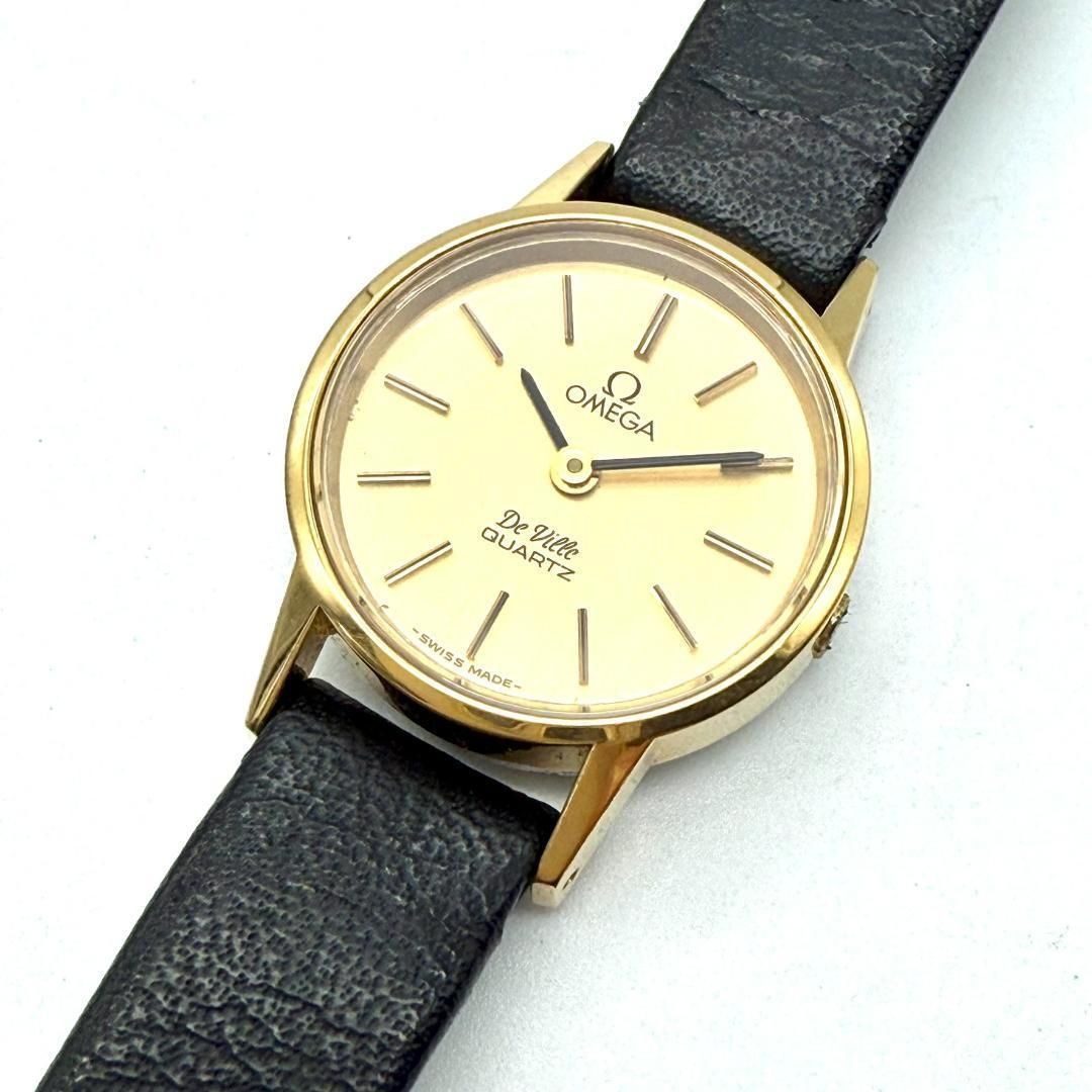 OMEGA DeVille デビル 純正ベルト-尾錠 ゴールド ラウンドケース レディスウォッチ