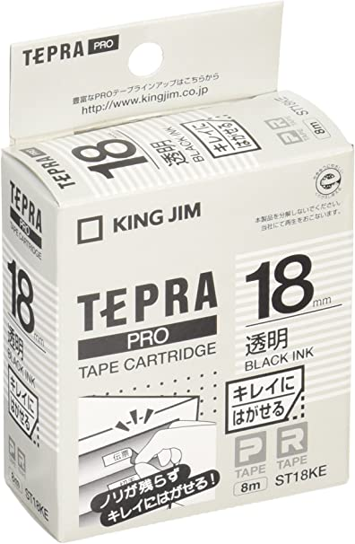 73％以上節約 まとめ キングジム テプラPROテープキレイ 透明 黒文字ST18KE