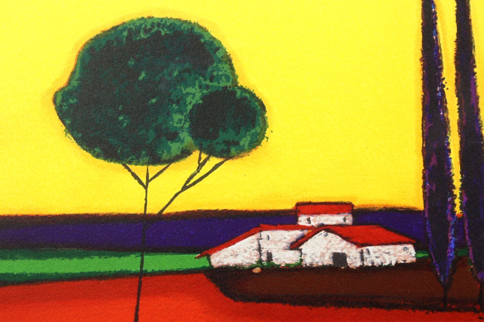 真作　ロジェ・ボナフェ ROGER BONAFE 油彩　糸杉 ロジェ・ボナフェ 「糸杉」 リトグラフ 162/180 直筆サイン 古