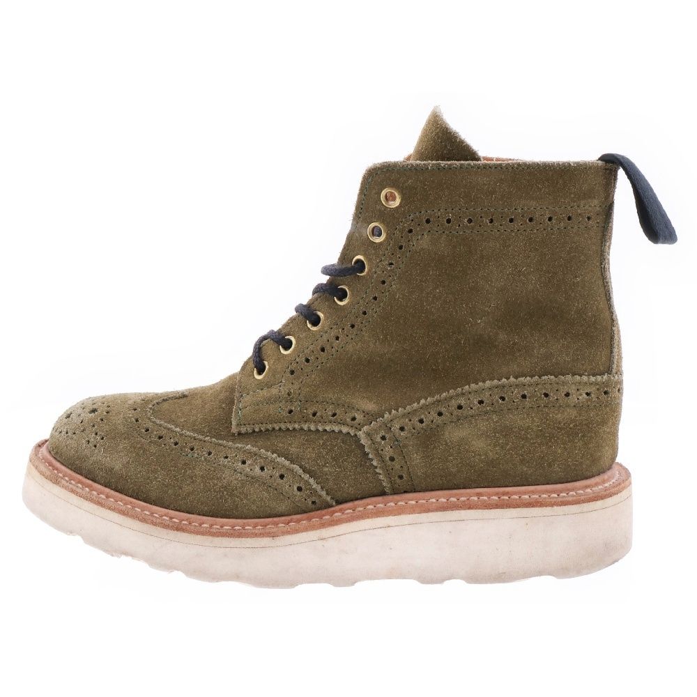 Tricker's (トリッカーズ) × beautiful people MALTON ビューティフルピープル モールトン ウイングチップ カントリー スエード ブーツ カーキ L2508