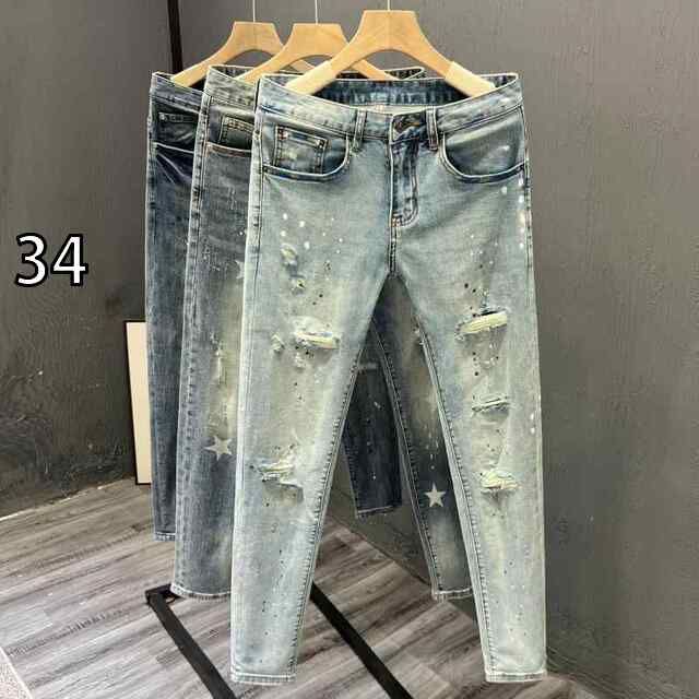 [34 ]メンズ ファッション 服 男性用 オシャレ シンプル 大人 かっこいい 大きいサイズ ストリート 紳士服 夏 薄手 スリムフィット ジーンズ ファッション 快 韓国スタイル クロップド パンツ