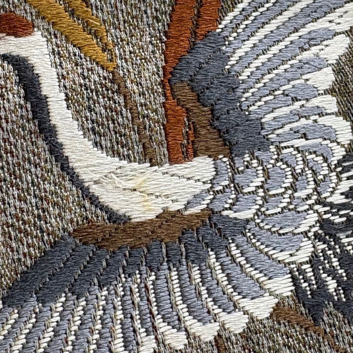 袋帯 秀品 鶴 葉 刺繍 灰色 六通 正絹 【中古】 - メルカリ