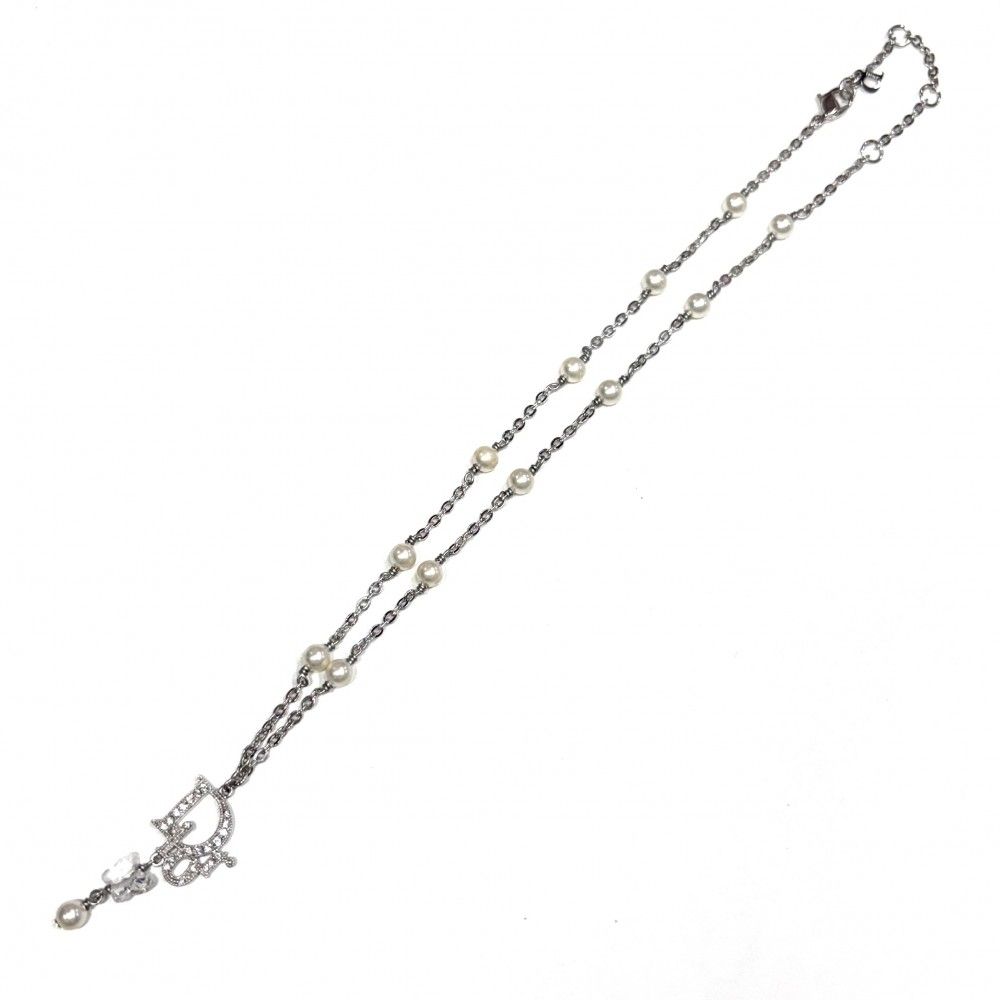 【美品】Christian Dior ロゴ　ネックレス　ストーン 極美品】Christian Dior ラインストーン CD ロゴ ネックレス