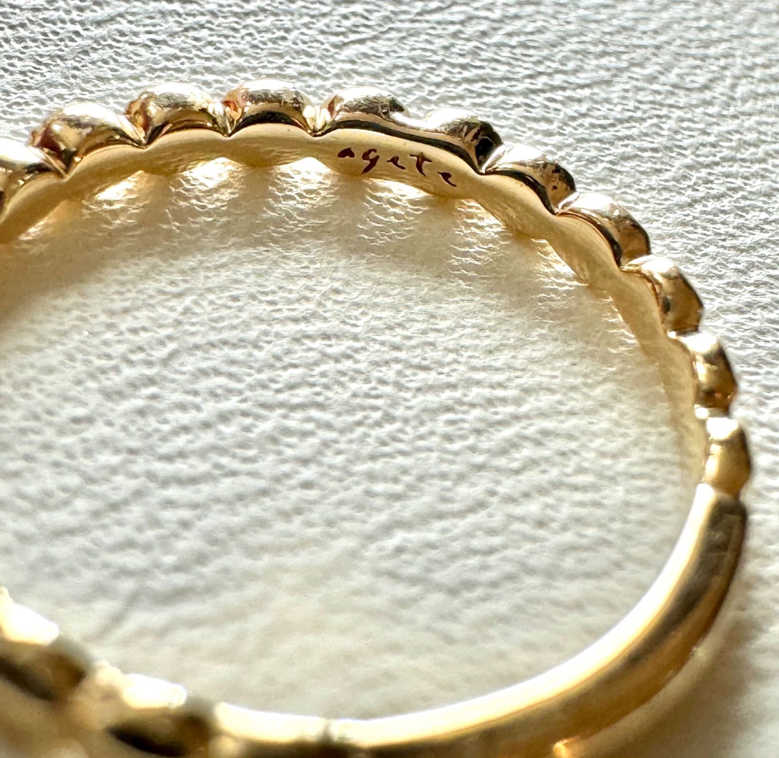 agete◇K10YG*5号*フリルピンキーリング*アガット*ダイヤモンド