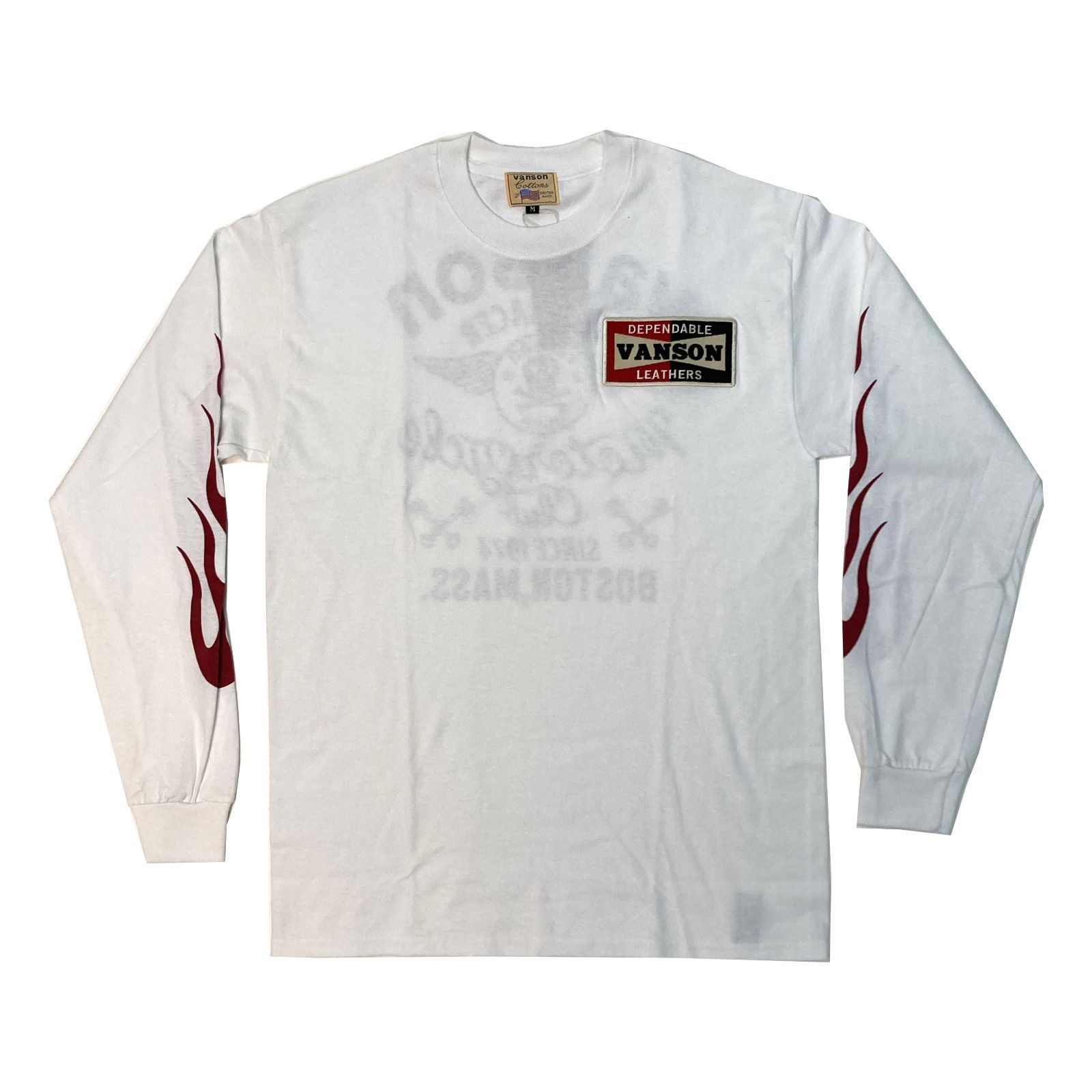 885V192 Lサイズ vanson ROAD RACES CUSTOM ロングTシャツ 長袖T WHITE