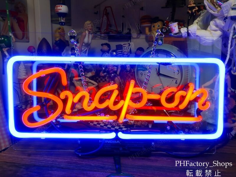 スナップオン Snap on ネオンサイン ガレージグッズ 看板 ネオンサイン オリジナル 店舗 ライト おしゃれ 壁掛け看板 ネオン看板 店舗装飾 37x18cm A380