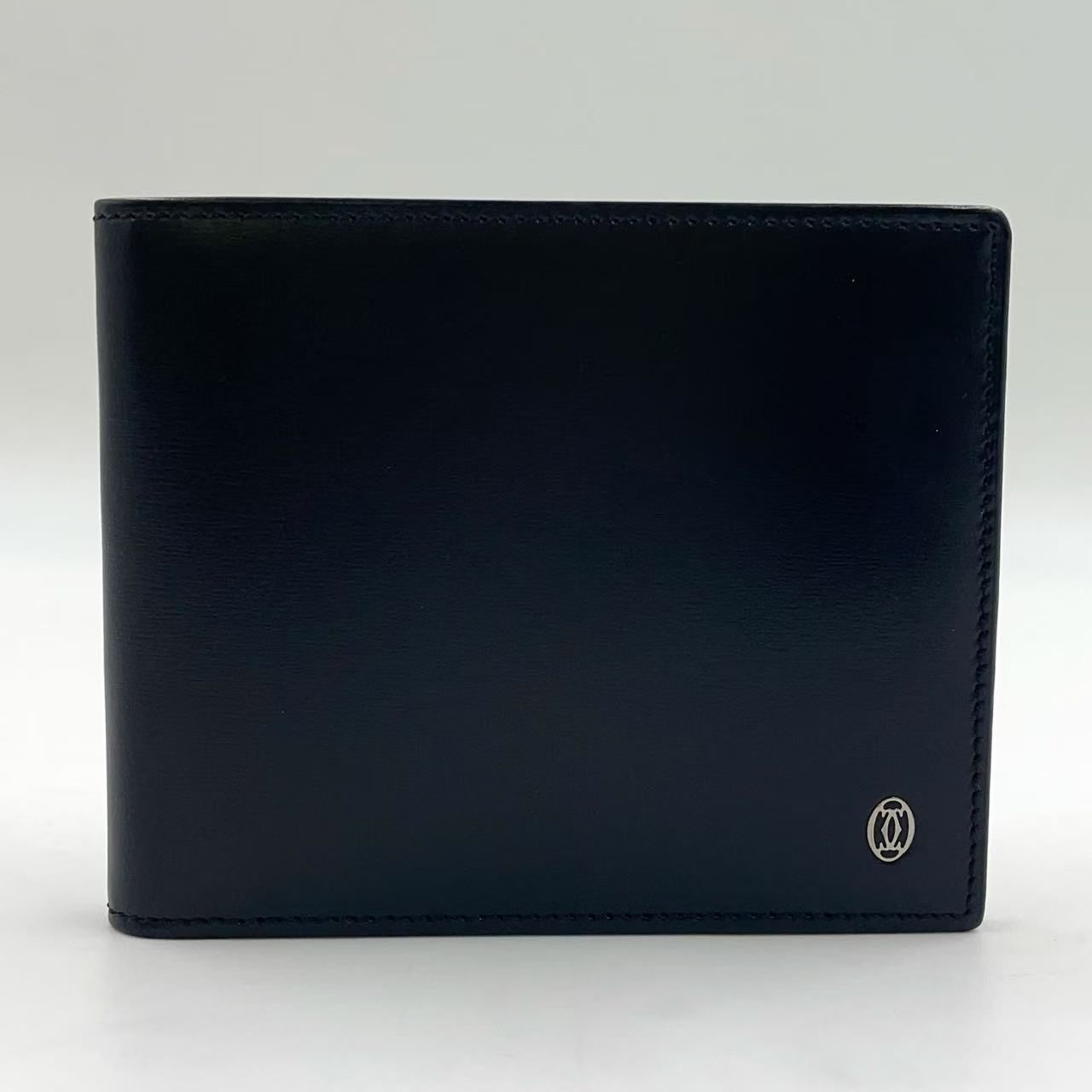 Cartier パシャライン 二つ折り レザー ブラック 財布 シルバー