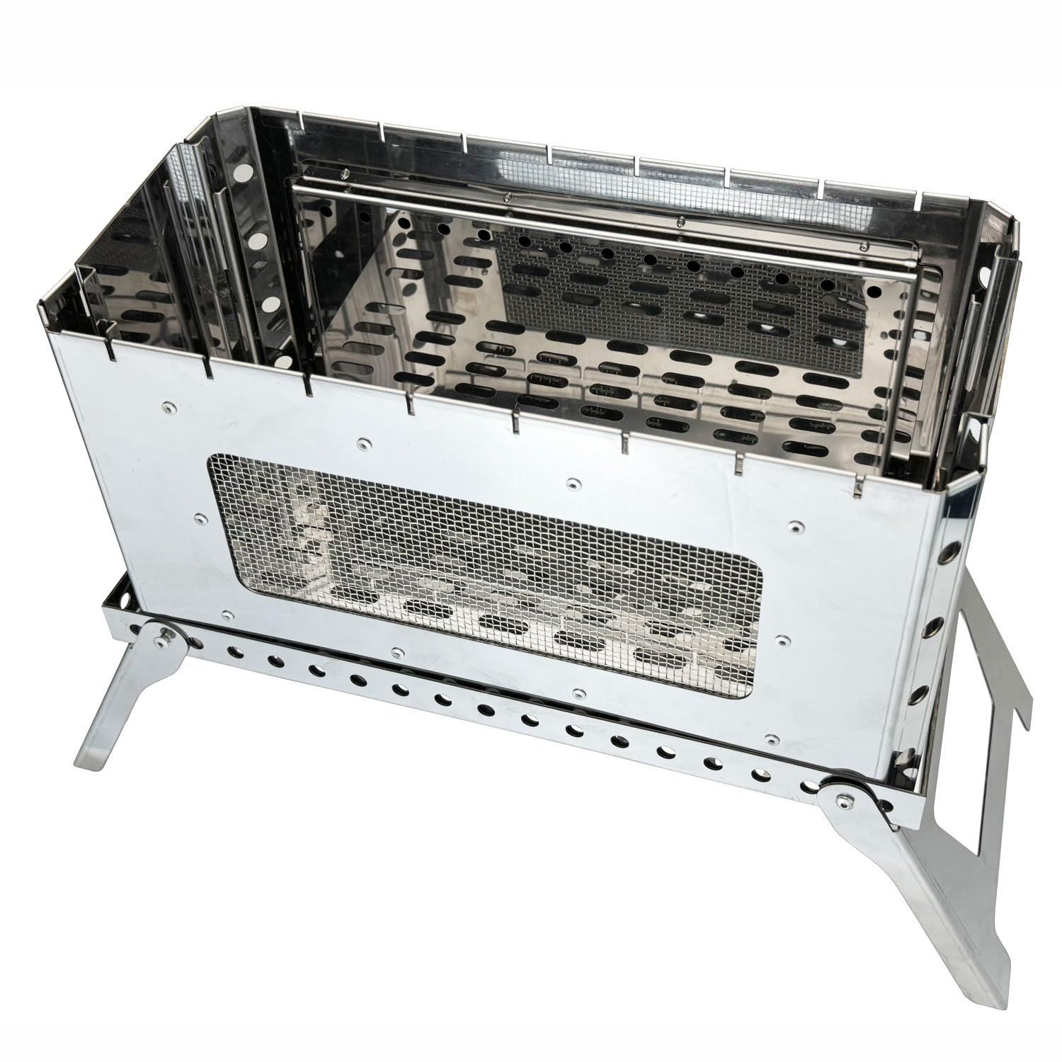 新商品 Solotour 焚き火台 二次燃焼 五徳 4枚 ステンレス コンパクト 携帯便利 収納バッグ付き 収納サイズ41ｘ23ｘ8 |4.5kg