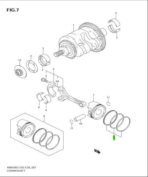 スズキ バーグマン AN650 ピストンリングセット PISTON RING SET 12140-10G00-000 2003-2012 SUZUKI純正 Genuine JDM メーカー純正